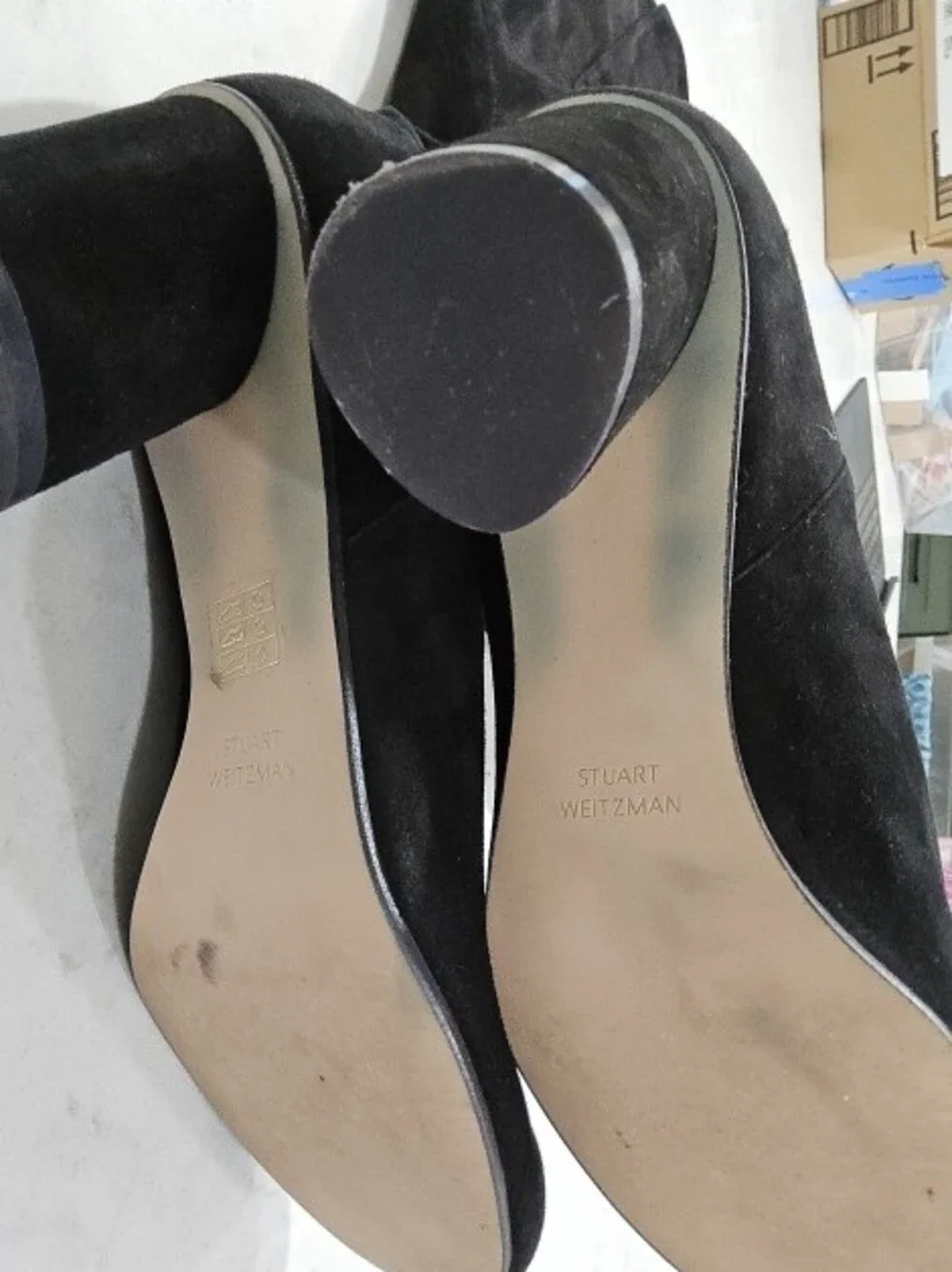 Stuart Weitzman Black Block Heel Boots